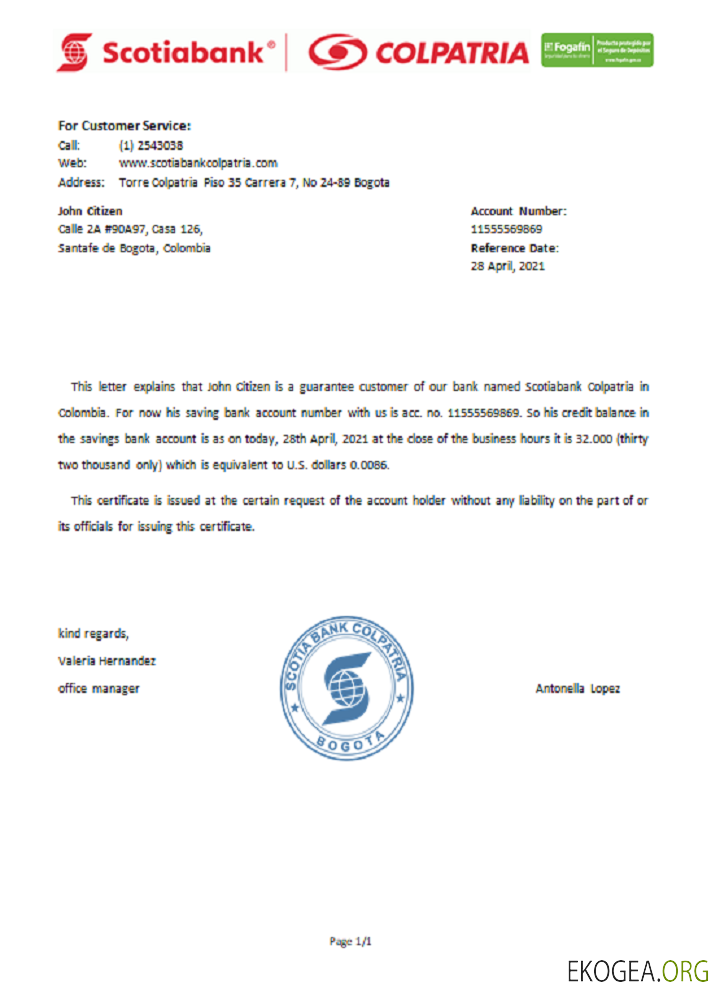 Colombie , Scotiabank Colpatria , reference
